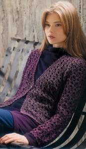 Purple Openwork Crochet Pattern Cardi