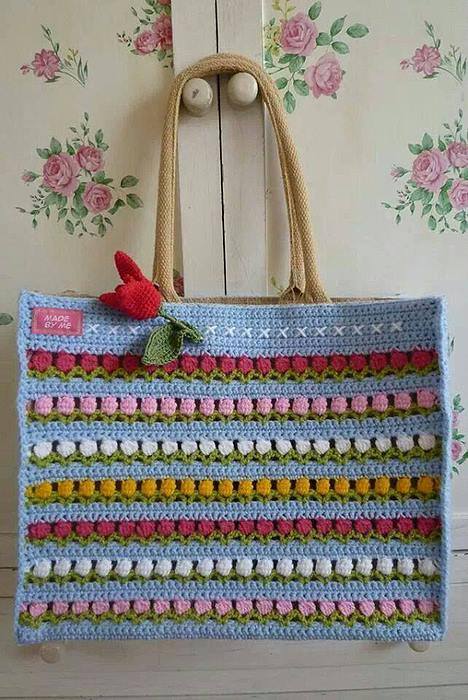 flower row bag crochet