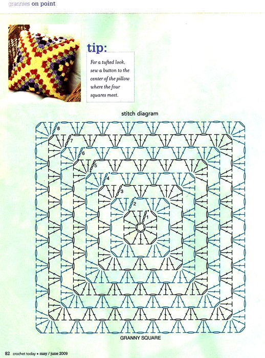 retro granny crocht pillow pattern 1