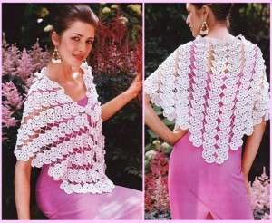 Lace Fan Motif Shawl Crochet Pattern