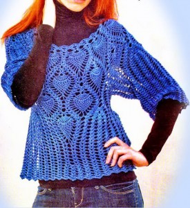 Pineapple and lace crochet sweater pattern