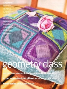 geometric crochet pillow