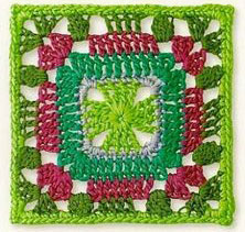 green-and-red-crochet-square