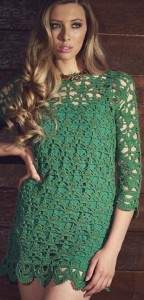 green crochet dress