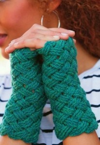 crochet basketweave mitts pattern