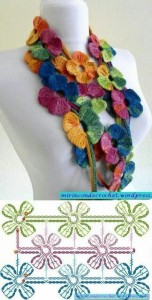 colorful flower crochet scarf