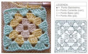 Patchwork Crochet Free Pattern Diamond Design - granny square diagram