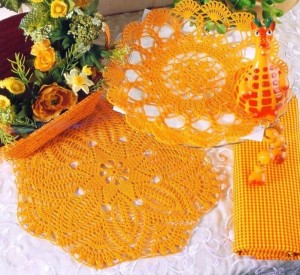 two yellow doilies