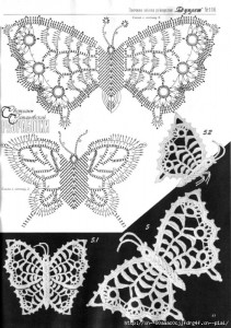 A collection of crochet  patterns. Irish lace  butterflies
