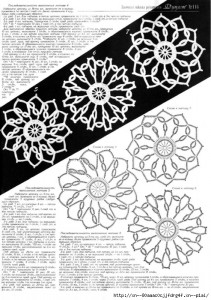A collection of crochet  patterns. Irish lace circles 1