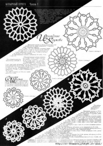 A collection of crochet  patterns. Irish lace circles