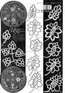 A collection of crochet  patterns. Irish lace  leaves