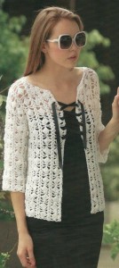 Silk Cotton Three Quarter Sleeve Cardi Pattern 1