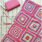 Pink and pastels granny square blanket 