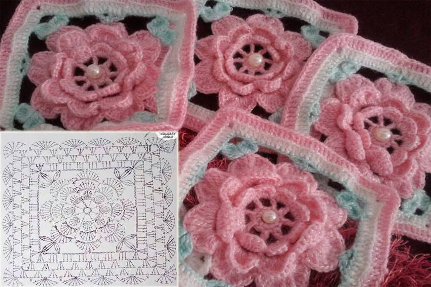 beautiful flower square crochet