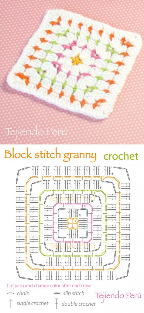 block stitch granny square pattern