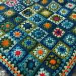 blue green and orange granny square