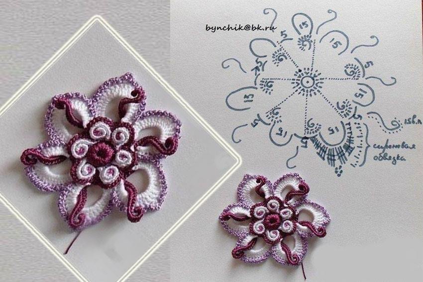 flower crochet in purple and white