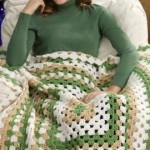 green white and beige crochet blacnket