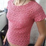 pink crochet lace top