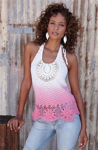 pink ombre crochet summer top