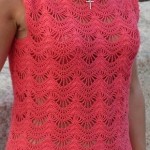 salmon pink crochet top