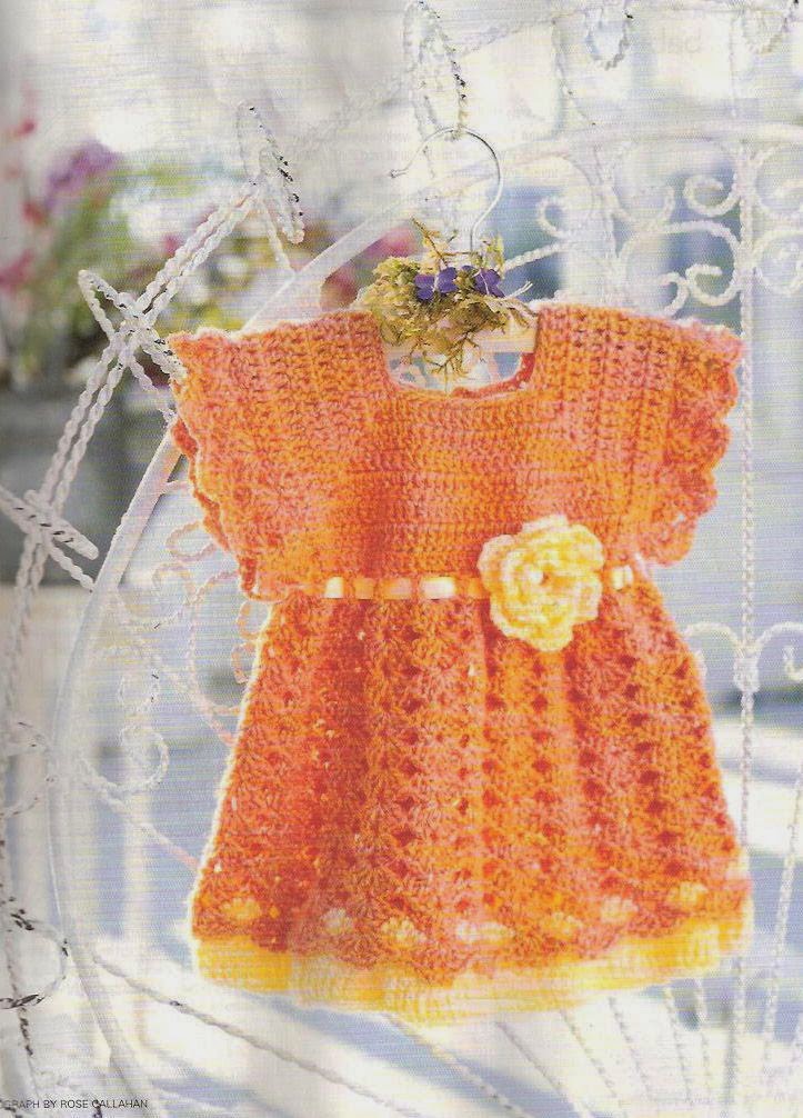 Flower Baby, Vestido para beba a Crochet