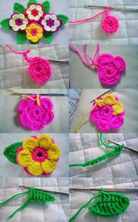 Step by step images of this pretty pink and yellow flower