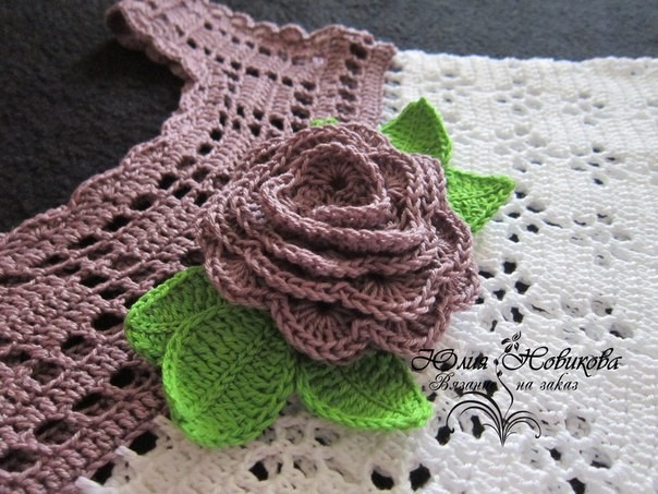 Two toned baby dress crochet pattern flower motif