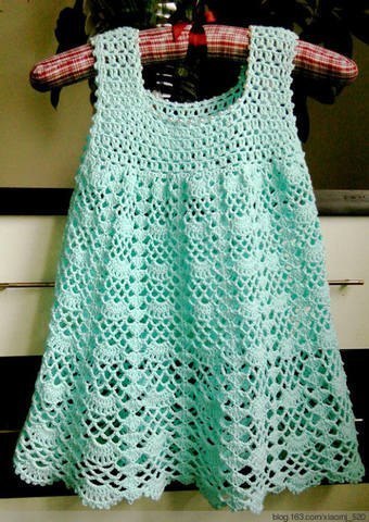 fan mesh baby dress pattern crochet 1