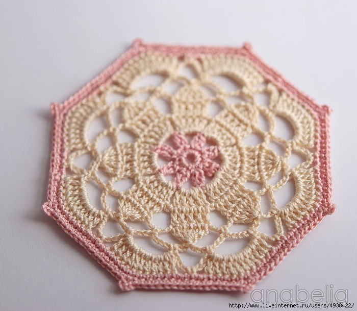 octagon - crochet coaster pattern 3