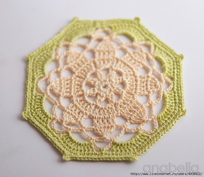 octagon - crochet coaster pattern 4
