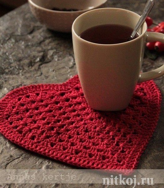 prett heart crochet coaster pattern