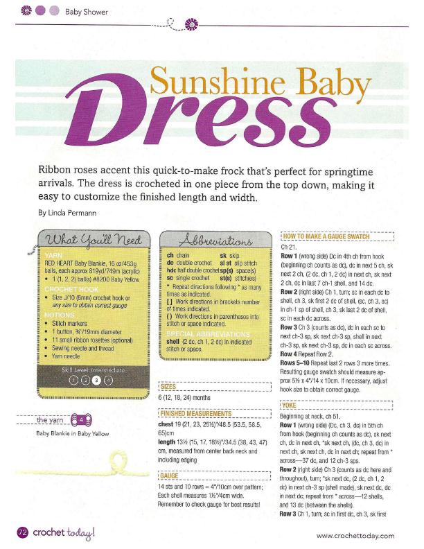 sunshine baby dress pattern crochet