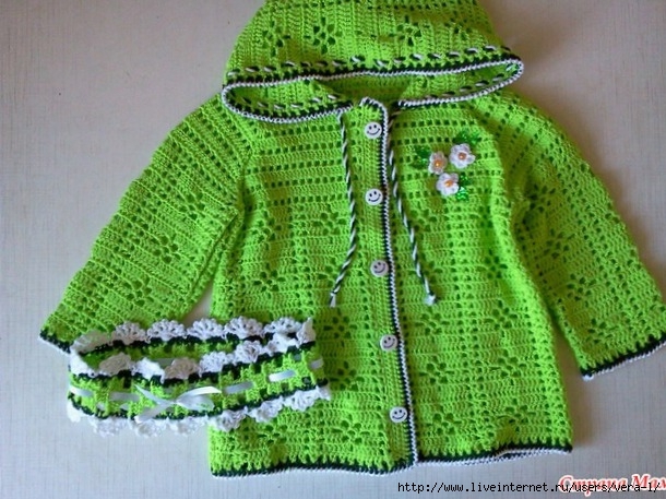 cotton jacket and headband for girls free crochet 1