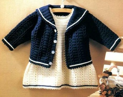 crochet jacket, dress and pants