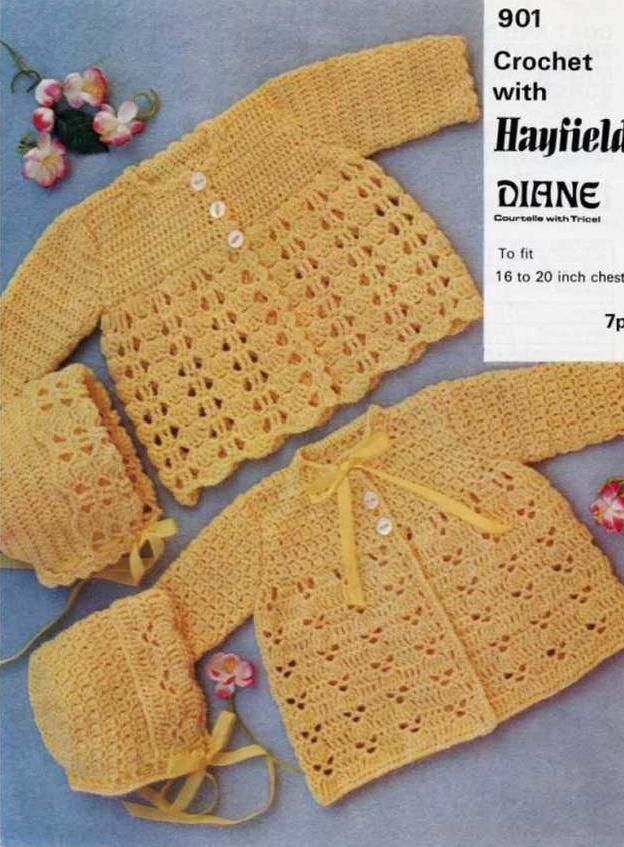 Crochet matinee jacket in shell pattern