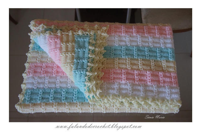Interesting Textured Striped Crochet Baby Blanket 1