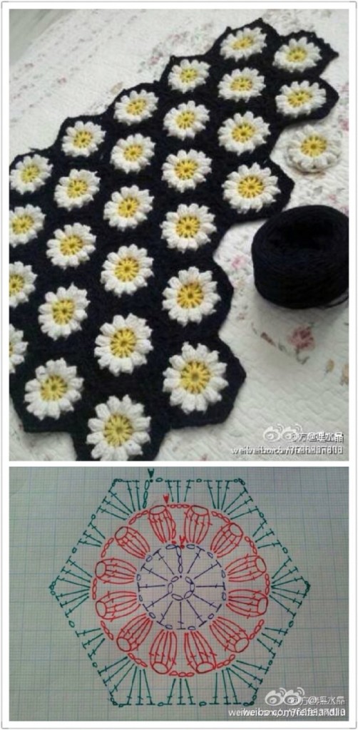 hexagonal flower motif crochet