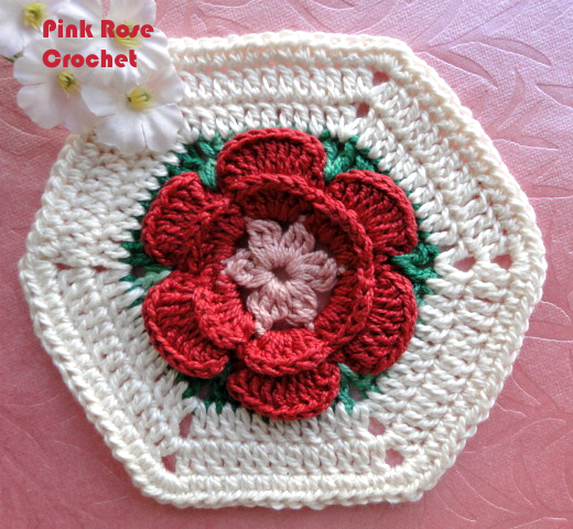 rose in a hexagon crochet