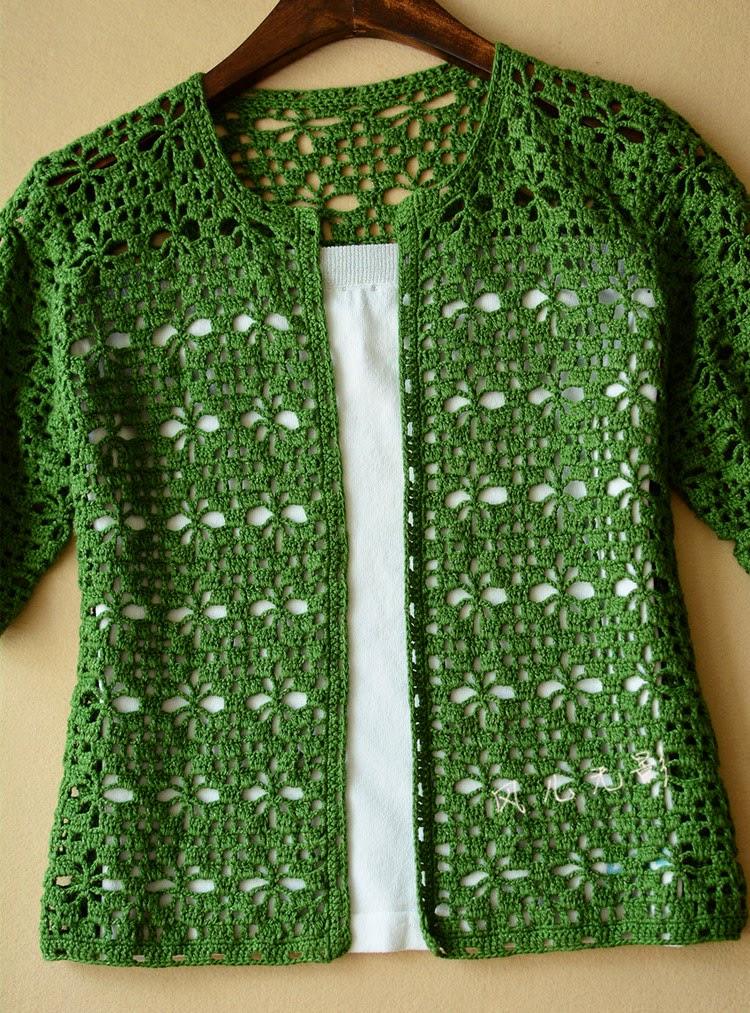 Green crochet cardigan 1