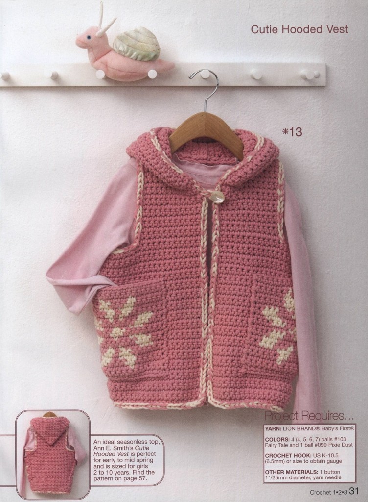 Girls Cute Hooded Crochet Vest Pattern