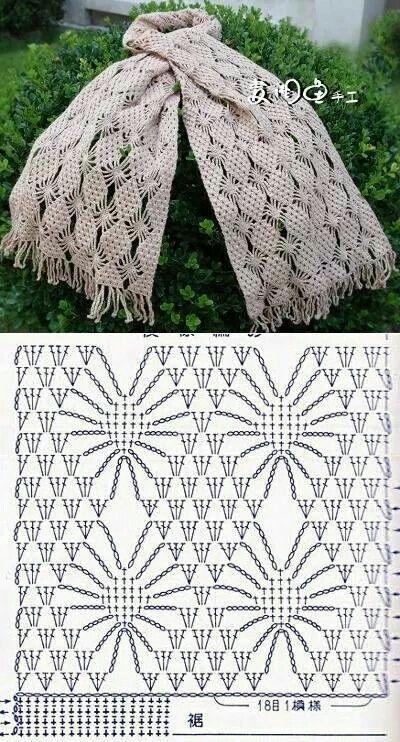 diamon stitch crochet scarf pattern