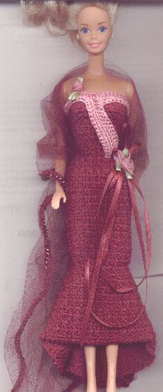 50's Swinging Evening Gown for Barbie Free Crochet Clothes Pattern