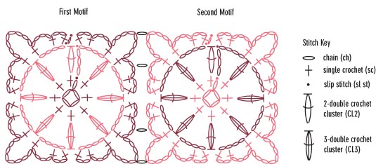 Free Crochet Stitch Little Flower in a Square 1