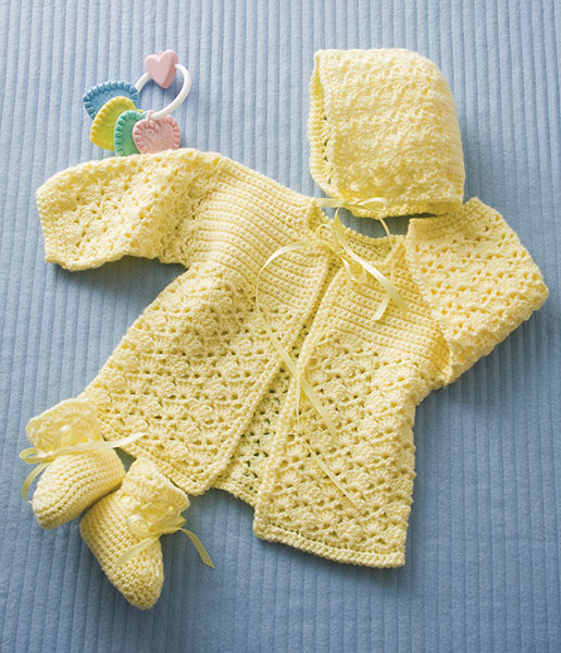 Lemon Drops Free Crochet Baby Hat, Jacket and Booties