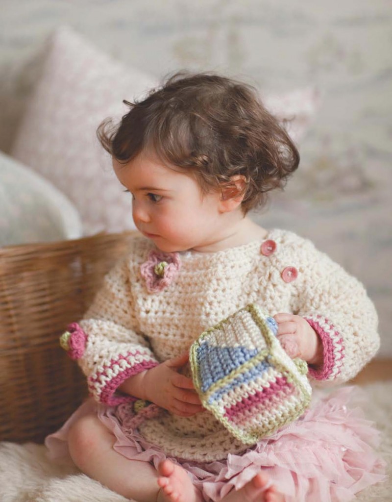baby sweater flower crochet pattern
