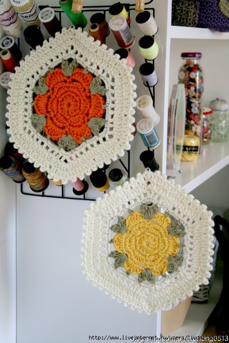 flower hexagon crochet motif 1