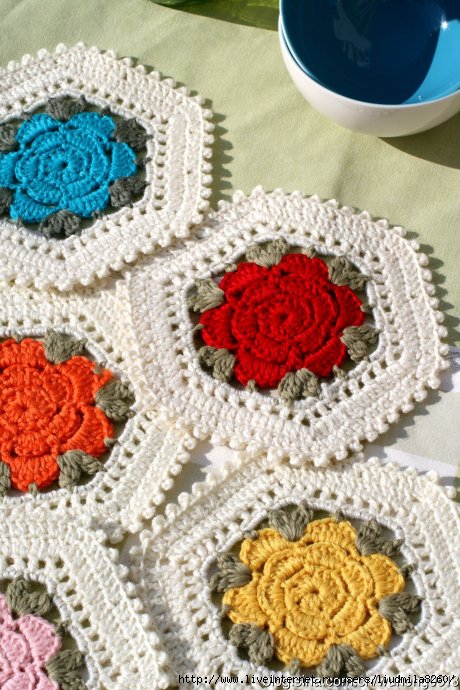 flower hexagon crochet motif