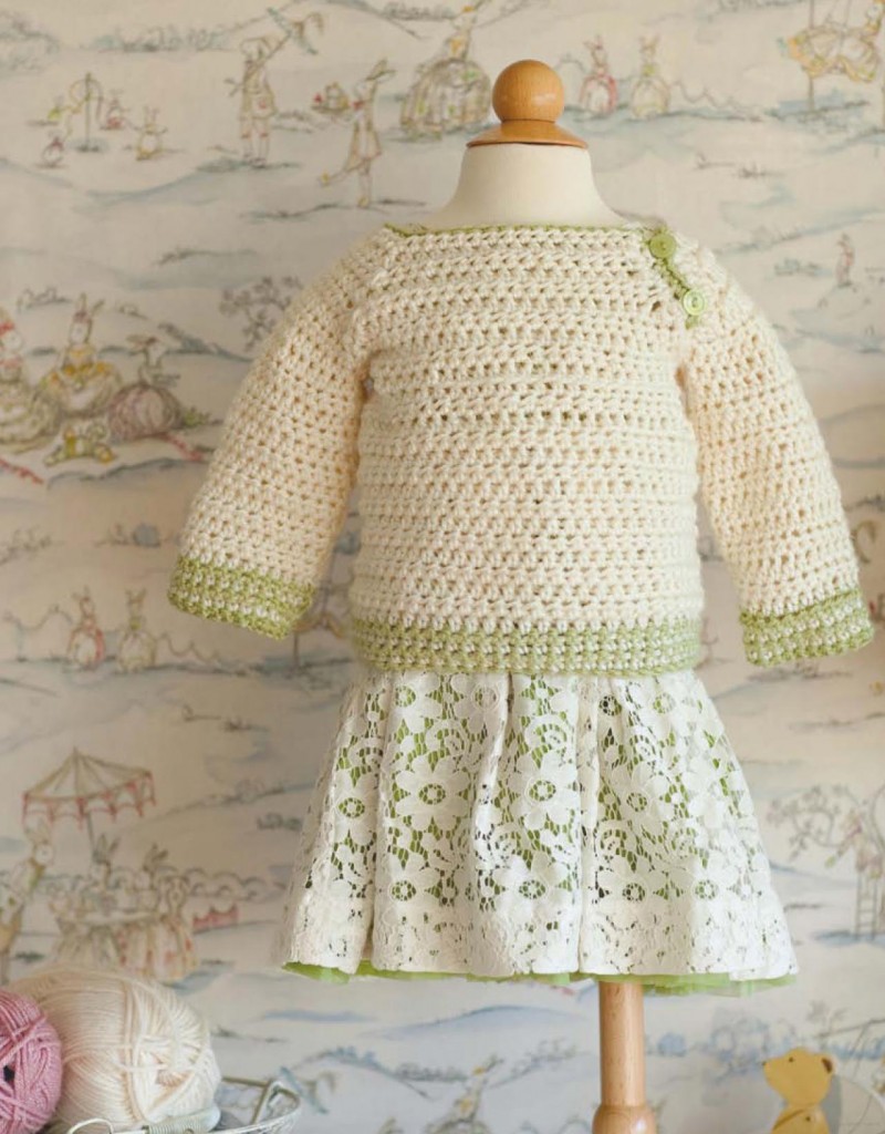 ivory green baby crochet pullover pattern